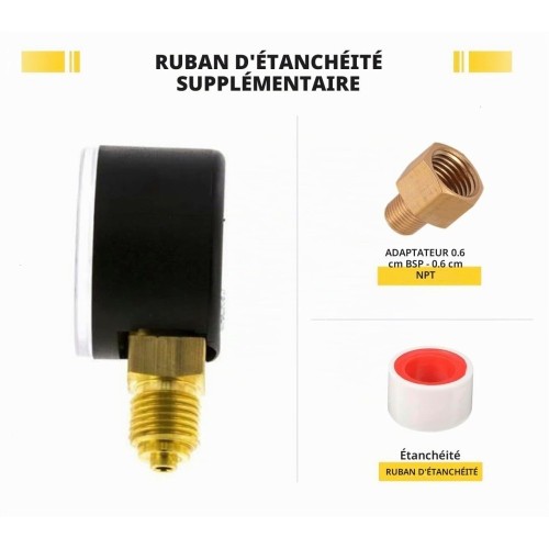 Manomètre pression d'eau 0-8 bar — Radial (raccord inférieur)