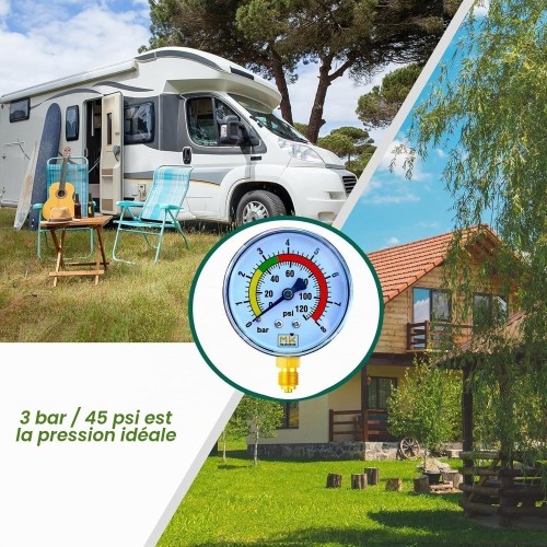 Manomètre pression d'eau 0-8 bar — Radial (raccord inférieur)