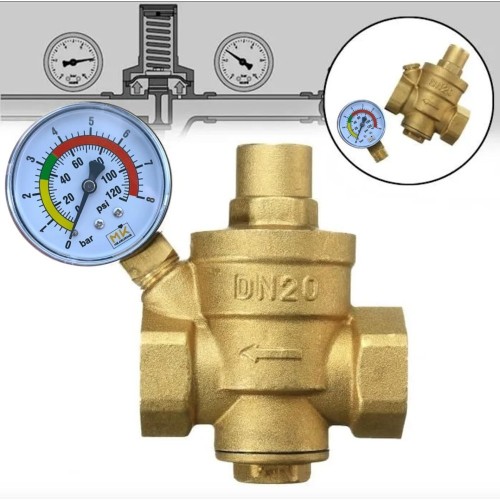 Manomètre pression d'eau 0-8 bar — Radial (raccord inférieur)