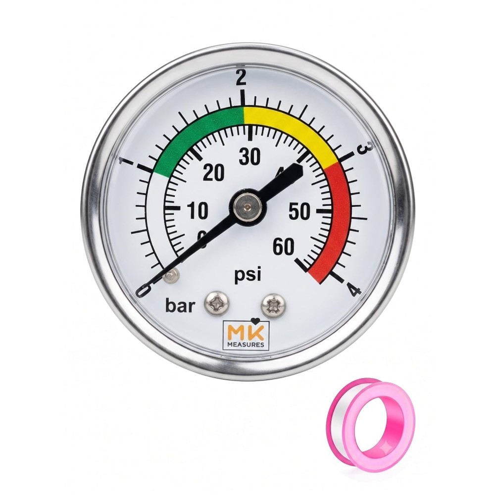 Manomètre chaudière 0-4 bar — Axial (raccord arrière)