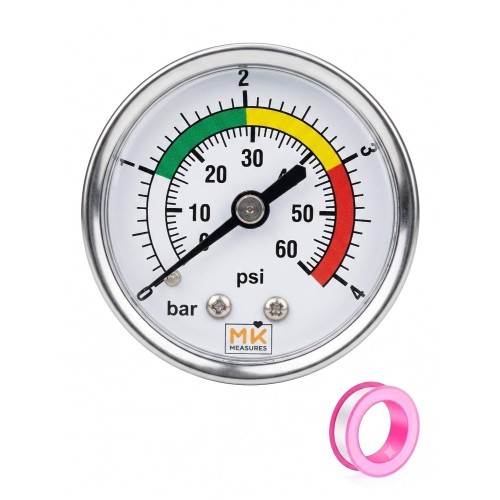 Manomètre chaudière 0-4 bar — Axial (raccord arrière)