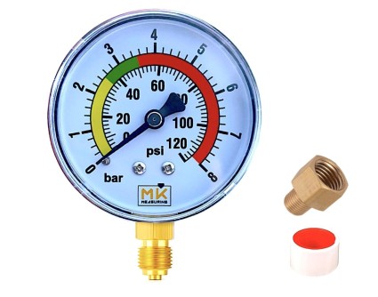 Manomètre de pression d'eau 0-8 bar / 120 PSI | MK Measuring